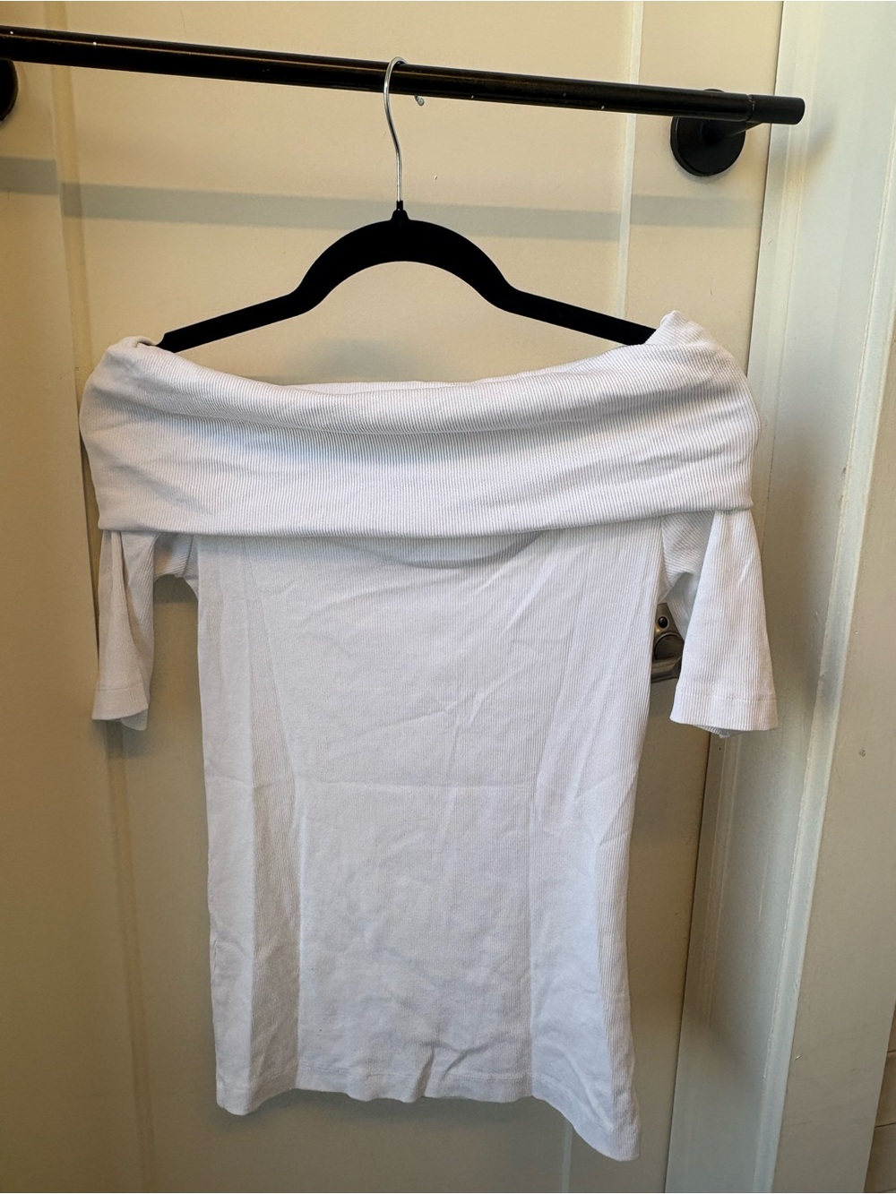 Zara White Off-Shoulder Ribbed Top - Picture 2 of 2
